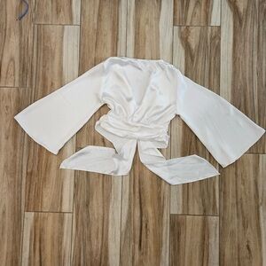 Zara White Cotton Blend Top